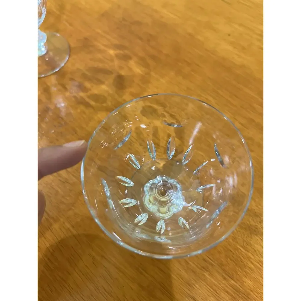 UV Reactive Set of 3 Beautiful Crystal White Wine Glasses Vintage